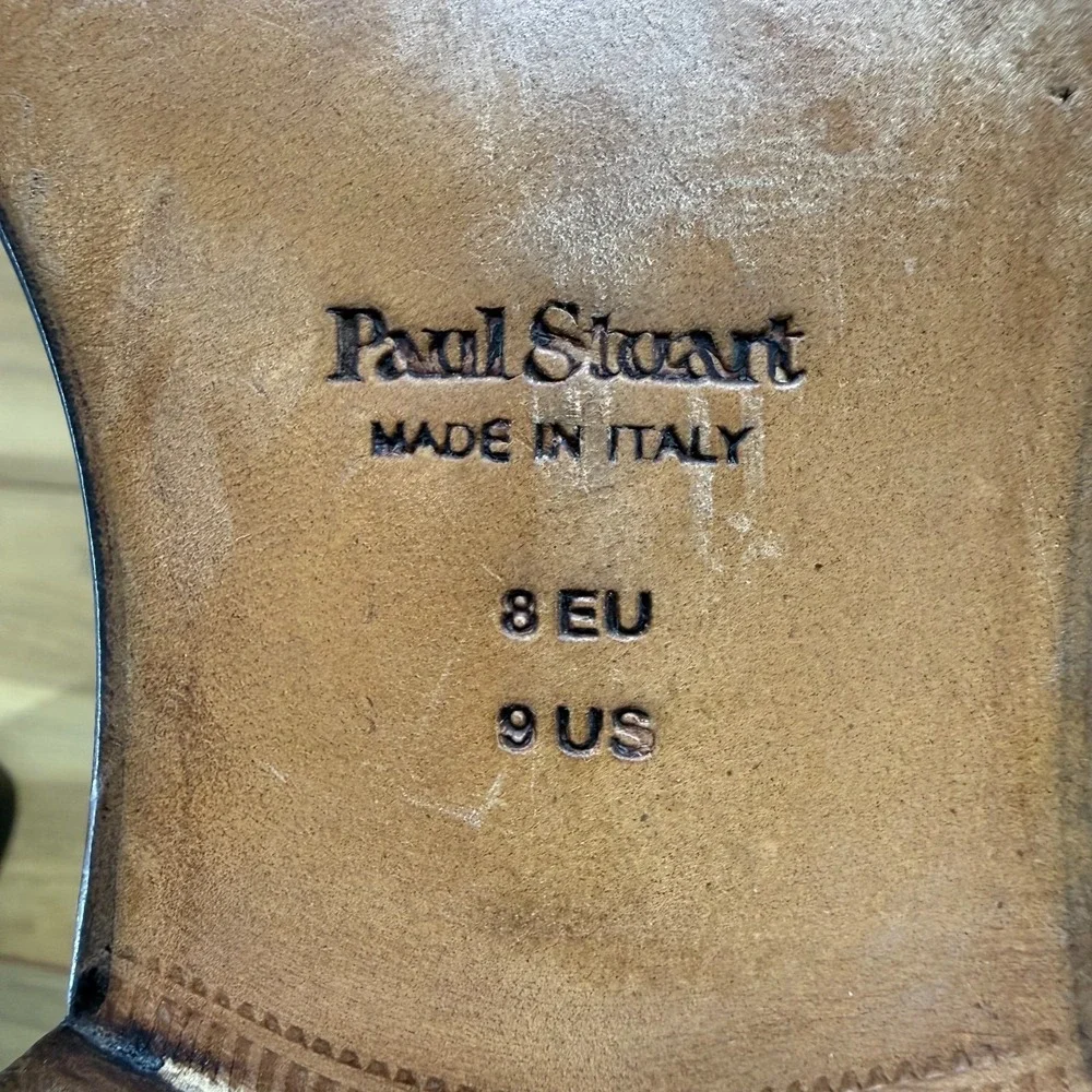 Paul Stuart Derby‎ Mens 9 Dark Brown Leather Apron Toe Executive Business Square